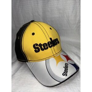 NFL Team Apparel Pittsburgh Steelers Hat Cap Embroidered‎ Big Logo Brim OSFM HTF